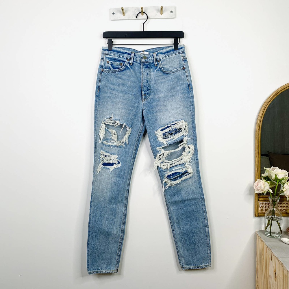 GRLFRND karolina e-street light wash blue denim high-rise skinny jeans 27 - Picture 1 of 6